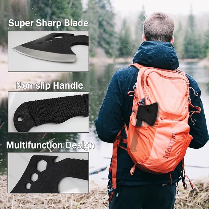 Lightweight Tactical Hatchets Small Camping Backpacking Axe with Nylon Fiber Handle for Bushcraft Outdoor Survival Hiking with 3 Hex Wrenches and Bottle Opener-2 Pack