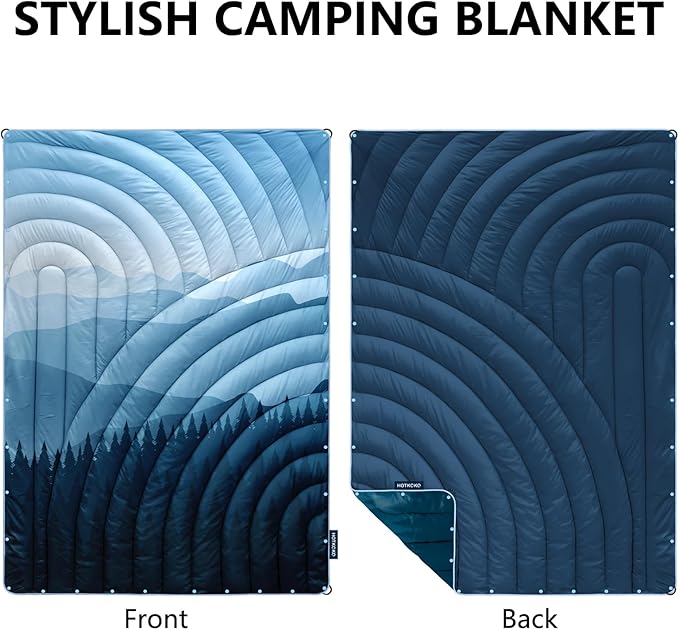 Camping Blanket,Lightweight Down Alternative Puffy Printed Camping Blanket Packable Outdoor Blanket for Camping,Traveling, Stadium, Hiking, Picnics