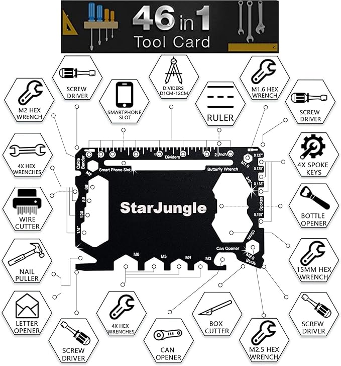 Multi purpose survival Pocket tool - 43 in 1- wallet credit card size Ninja Tactical Multitool Christmas Gifts Stocking Stuffers for Men (BEST HUSBAND EVER)