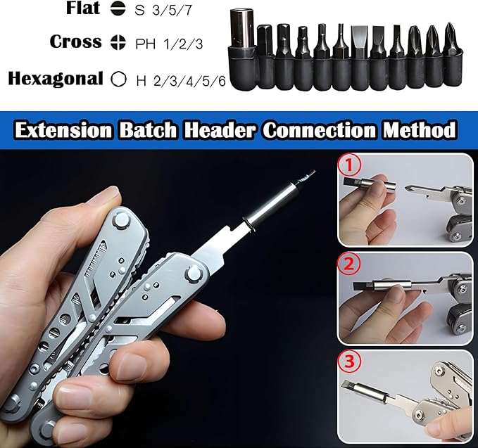 Multitool with Stainless Steel Pliers - Mini Folding Tool for Outdoor Camping, Survival, Portable and Multi-Purpose Use, Vehicle-Mounted Emergency Equipment with Wrench - Silver