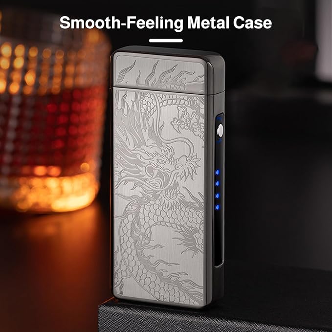 SKRFIRE Plasma Lighter Rechargeable USB Electric Candle Lighter Electronic Torch Arc Lighter Cool Dragon Lighter High Power Flame Lighter with LED Power Display for Camping, Hiking(Black Dragon)
