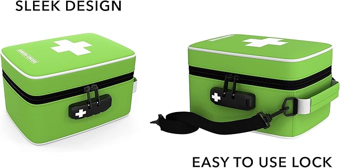 GREEN CROSS Smell Proof Bag Stash Box Medicine Bag Stash Bag 9x6x5 (Green Nylon)