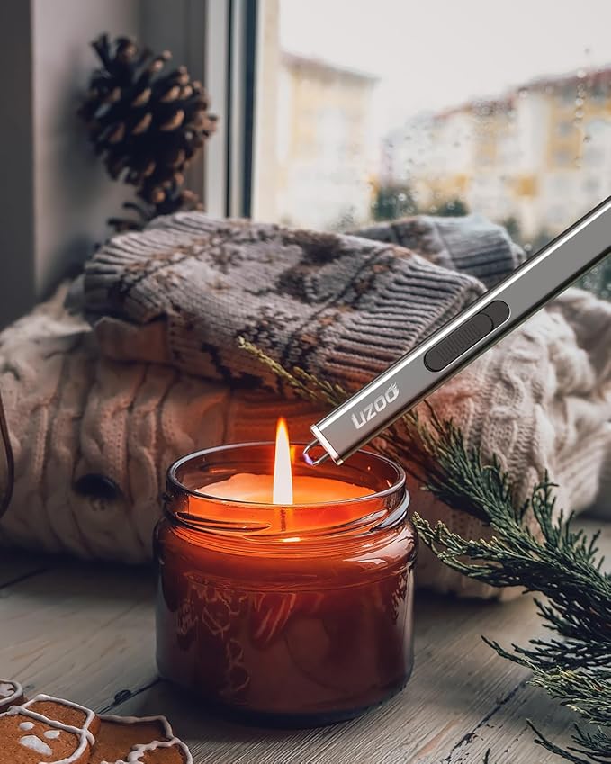 Candle Lighter Rechargeable Arc Electric Lighter Flexible Neck Flameless Grill Long Lighters for Candle Aromatherapy Camping BBQ Gas Stoves (Space Grey)
