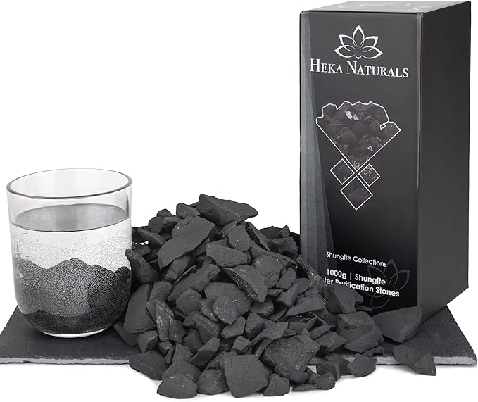 Shungite Water Chips | Water Filter Crystals for Drinking Water, Ideal for Water Purification, Healing Crystals, Home Decor, Great for Use As a Water Filter with Your Camping Gear (1000g)