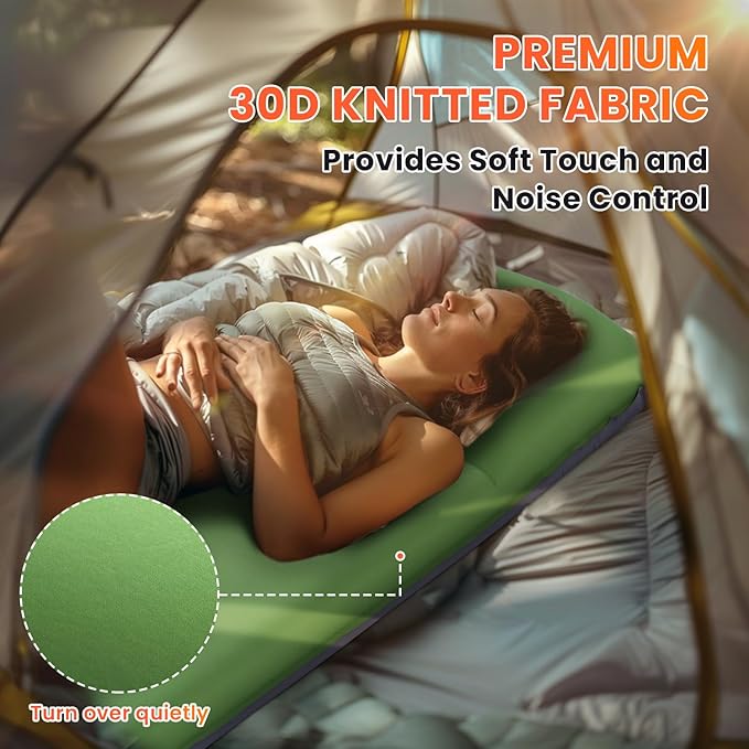 Self Inflating Sleeping Pad with Built-in Electric Pump, 3.15” Thick Memory Foam Camping Mattress, Fast Inflating Camping Sleeping Pad with Pillow, 4 Season Insulated Sleeping Pad for Camping, Tent