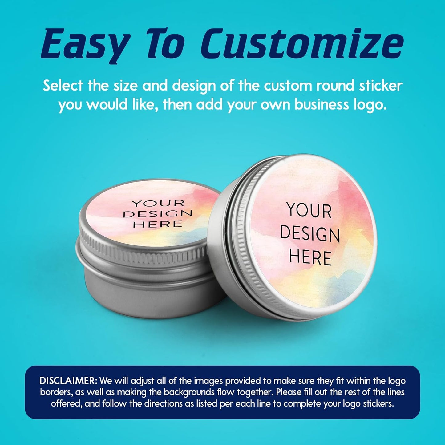 100 Custom Vinyl Stickers - Upload Your own Image, Text, Design, Logo - Personalized Logo Labels for Handmade, Packaging, Bottle, Jars, Candle, Brand Stickers (Watercolor, 6x6)