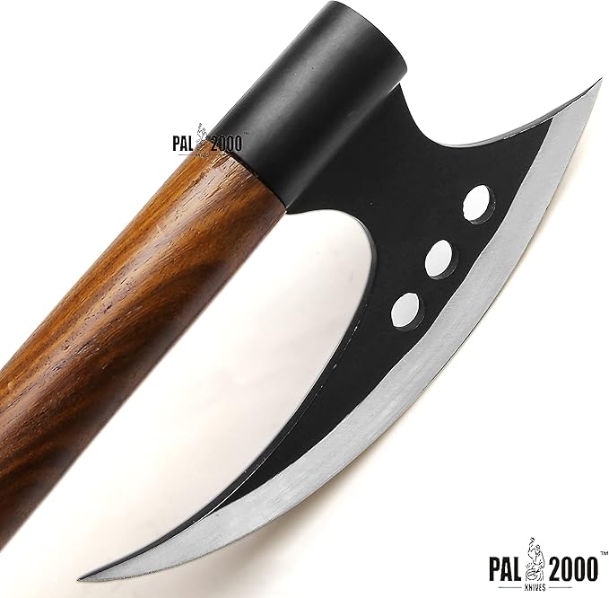 HUN-3027 Custom Handmade Viking Hatchet Axe Carbon Steel Head Bearded Camping Tomahawk Battle Ax with Sheath Ideal Gift for Men