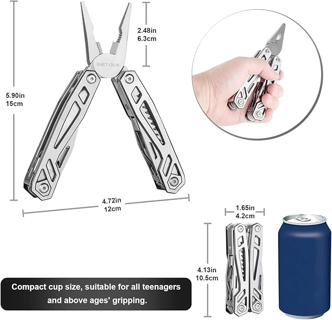 WETOLS Multitool Needle Nose Pliers,21-in-1 Stainless Steel Multi Tool Pocket Knife with Screwdriver Sleeve,Self-locking Survival Knife with EDC Pouch-Great for Outdoor, Simple Repair, Camping, Hiking