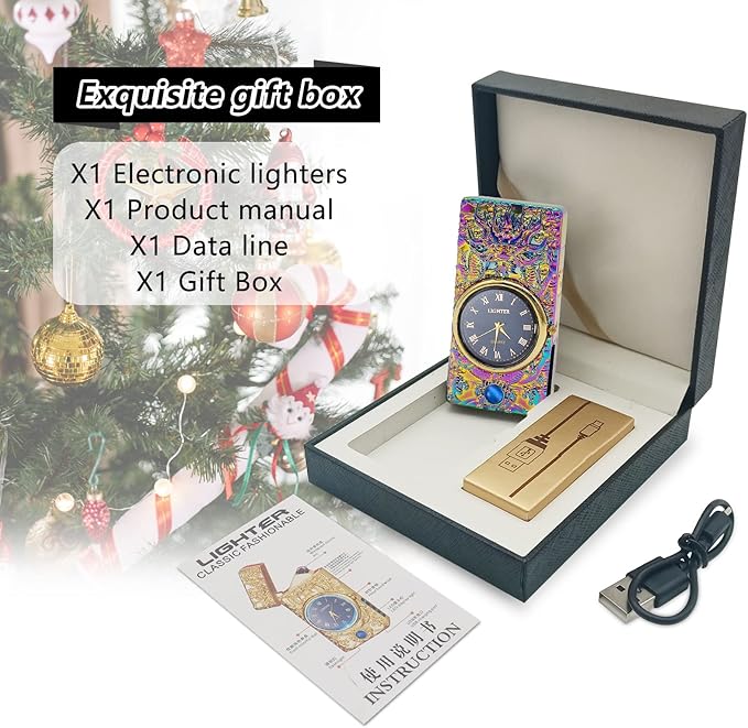 Electric Lighters Rechargeable Flameless Windproof Plasma Dragon Lighter with Battery Indicator,Lighters for Candles(Magic)