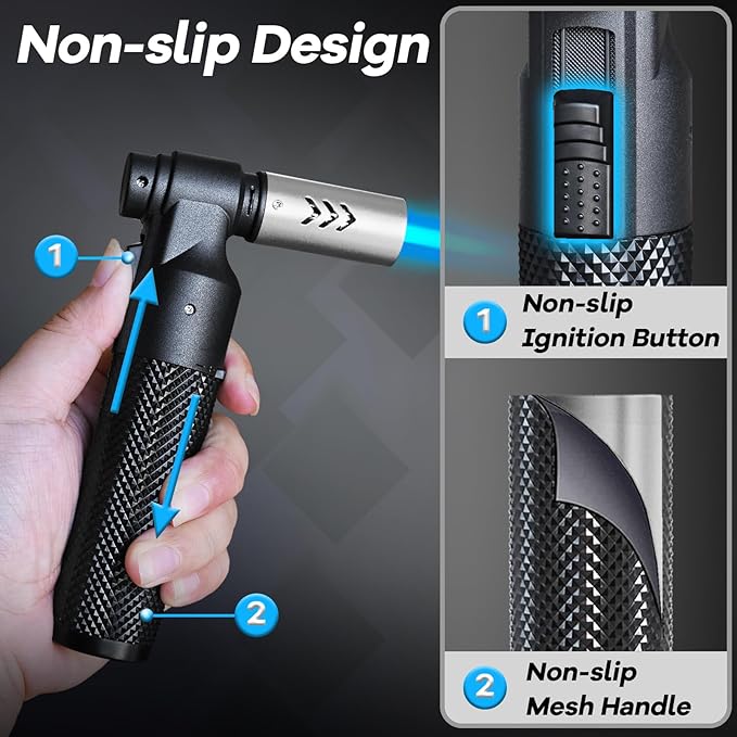 Luxgaze 4 Pack Butane Torch Lighters Refillable Jet Flame Portable Butane Torch Mini Refillable Windproof Lighters for Camping Baking Culinary Soldering Cooking Welding BBQ Grill(Gas not Included)