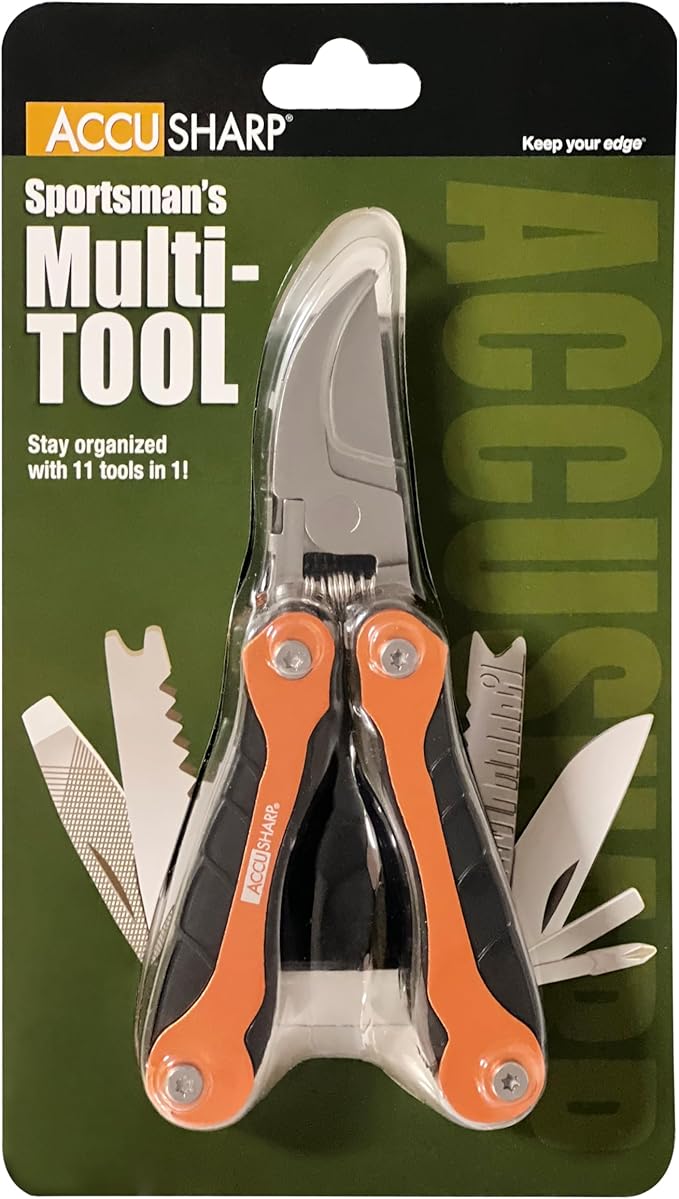 AccuSharp Sportsman's 11-in-1 Multitool with H& Pruner/Clippers, Portable, Foldable & Compact Multipurpose Tool Shear for Outdoor Use, Gardening, Hunting, Fishing, Hiking, Survival & Camping