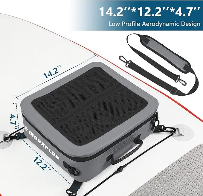 Waterproof PVC Paddleboard Cooler Deck Bag - 12 Can Soft Insulated Cooler for Paddleboarding, Camping, Kayaking
