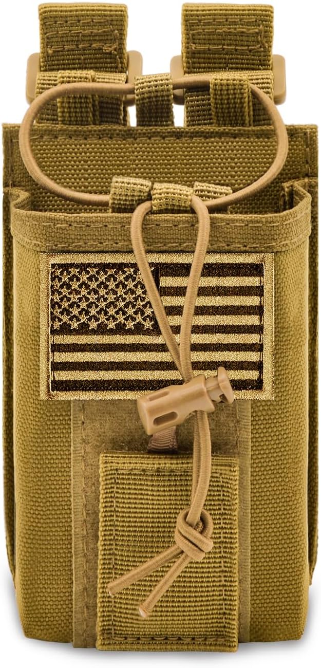 Molle Radio Pouch Holster Tactical Holder Duty Belt Accessories Military Heavy Bag for Two Ways Walkie Talkies Adjustable Storage with 1 Pack Patch