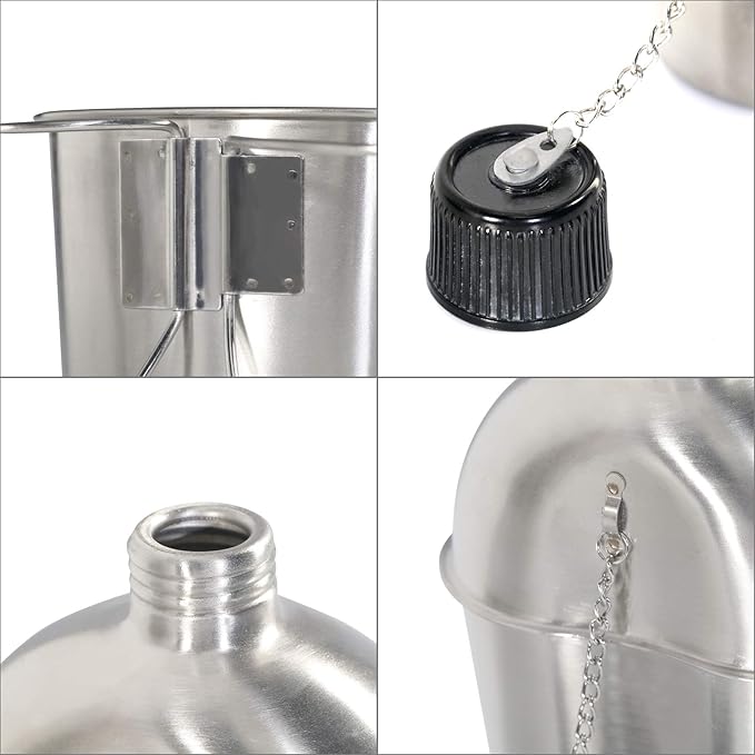 G.I. Army Stainless Steel Canteen Military with Cup and Green Nylon Cover Waist Belt for Camping Hiking Climbing (Cup with Foldable Butterfly Handle)