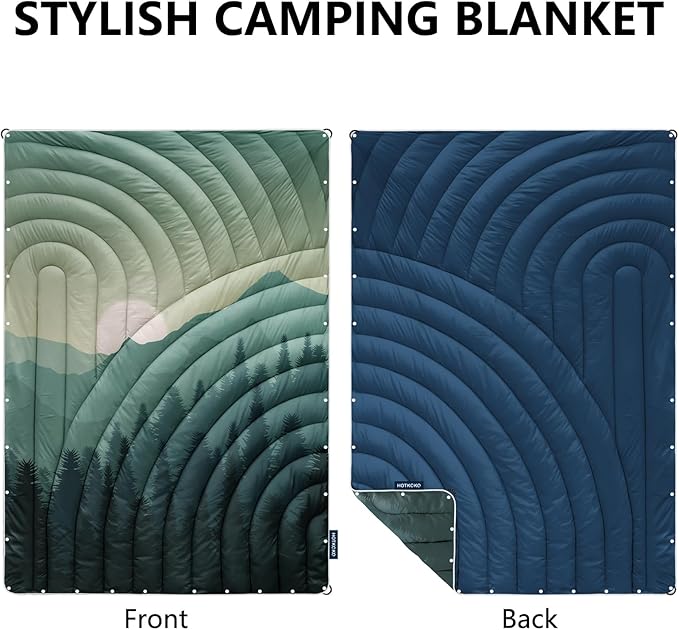 Camping Blanket,Lightweight Down Alternative Puffy Printed Camping Blanket Packable Outdoor Blanket for Camping,Traveling, Stadium, Hiking, Picnics