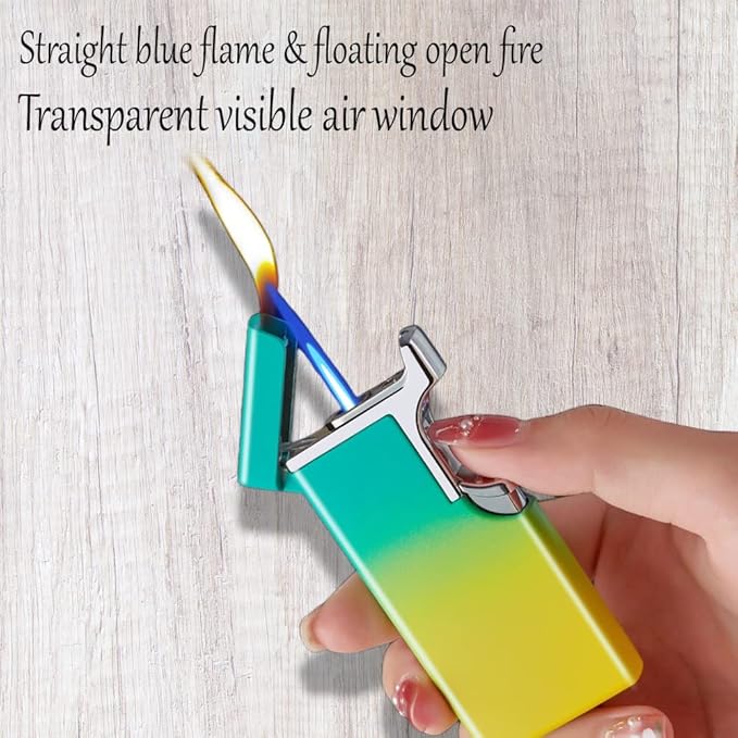 Butane Refill Torch Lighter, Cool Lighters Dual Flame Lighters for Candle Kitchen BBQ Men's Camping Gifts (Without Butane)