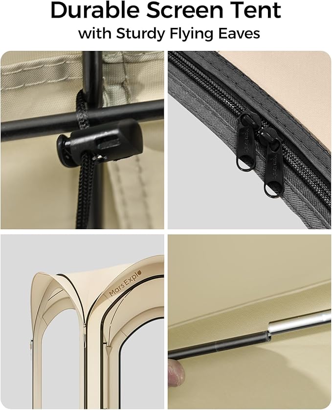 Screen Pop Up House Room Tent, Canopy Sun Shade Shelter for Camping, Patio, Backyard, Deck & Outdoor Activities, Portable Gazebo, Not Waterproof, 10'x10',Beige