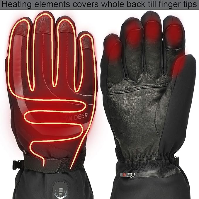 SNOW DEER Heated Gloves Electric Upgraded Men Women 7.4V Rechargeable Battery Gloves,Heated Motorcycle Glove Mittens