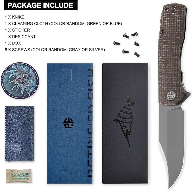 Petrified fish PFP03 Victor,3.58" K110 Stonewashed Blade,140g Micarta Handle Flipper Liner lock Folding knife (Brown Stonewashed)