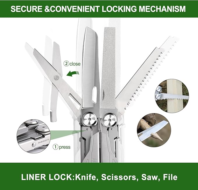 NexTool Multitool, 19 in 1 Multitool Pliers, Stainless Steel Multi Tool with Safety Locking, Foldable Multitools with Scissors, Can Opener, Screwdrivers, Saw for Camping Survival Hiking, Gifts for Men