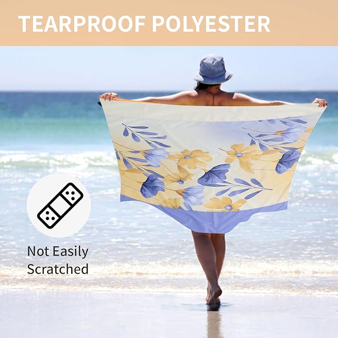 Beach Blanket Waterproof Sandproof, Picnic Blanket, Large Beach Mat 4-7 Adults, Lightweight Durable Beach Mat Sand Free Quick Drying for Beach Travel Camping Hiking Picnic 79"x79"