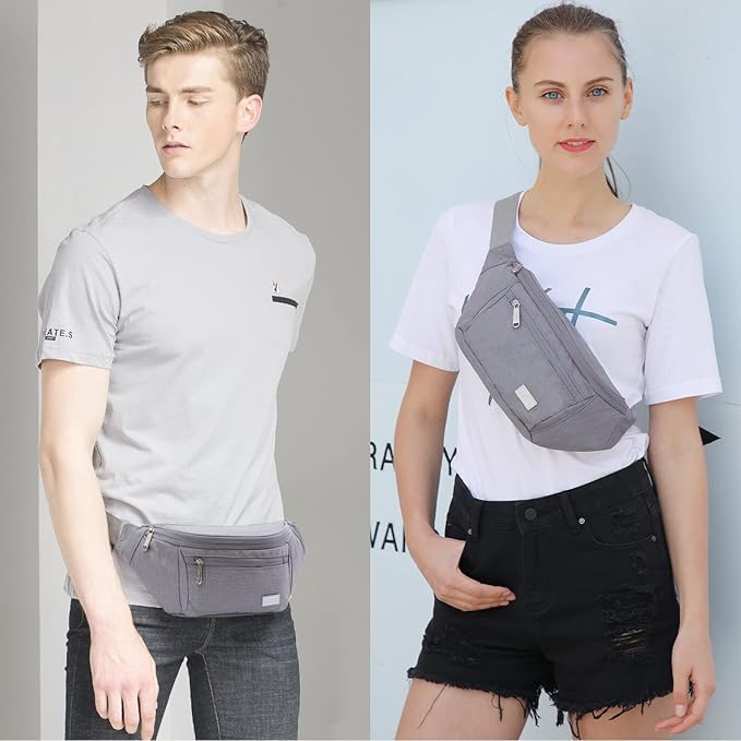 TINYAT Travel Fanny Bag Waist Pack Sling Pocket Super Lightweight For Workout Vacation Hiking, Tool Kit T206, Grey