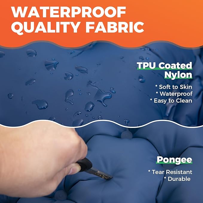 KingCamp Sleeping Pads for Camping, Self Inflating Camping Mattress with Built-in Foot Pump, Connectable Durable Inflatable Sleeping Mat with Pillow, Compact Camping Air Mattress for Camping Hiking