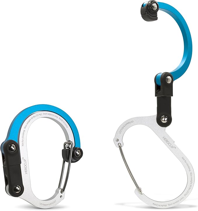 GEAR AID HEROCLIP 360° Swivel Carabiner Gear Clip and Hook (Medium) for Camping, Backpack, Suitcases and Garage Organization