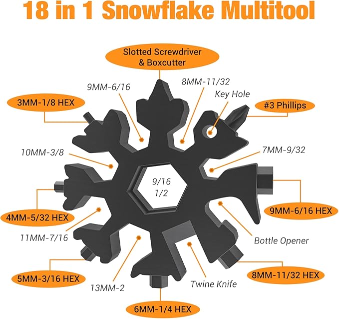 Stocking Stuffers for Men Adults, Gifts for Men 18 in 1 Snowflake Multitool, Mens Gifts for Christmas, Cool Gadgets for Men, Christmas Gifts for Men Unique, Dad Gifts for Men Who Have Everything