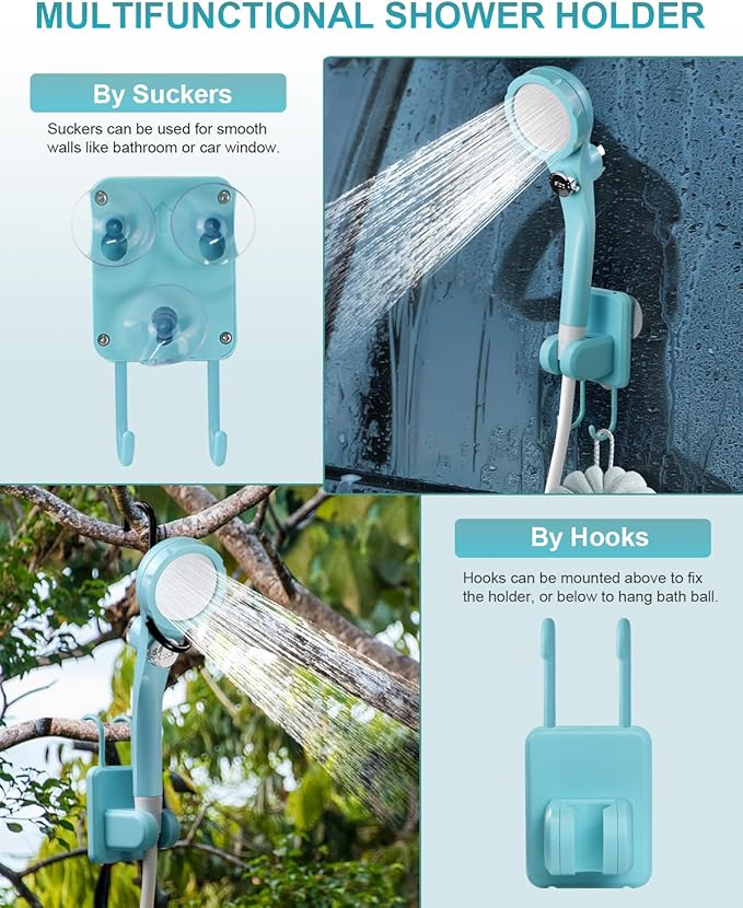 AUTOPkio Portable Camping Shower Pump - Camp Shower with Outdoor Showerhead Sprayer & Rechargeable 4500mAh Battery Pump for Camping, Travel, Hiking, Car Washing, Pet Bath(Green)
