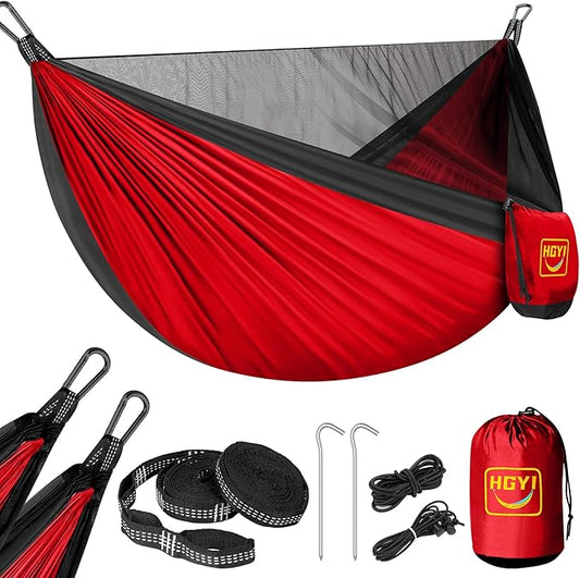 Camping Hammock Mosquito Net,Double & Single Portable Hammocks Hammocks with 2 Tree Straps,Hammock Tent for Travel Camping,Camping Accessories for Indoor Outdoor Hiking Backpacking Backyard Beach