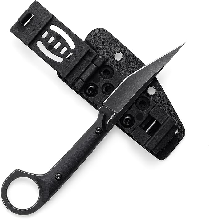 KS527 Fixed Blade Knife, D2 Blade G10 Handle for Men Women, with Kydex Sheath, Utility Knife for EDC Survival Hiking Camping Outdoor Everyday (Black)