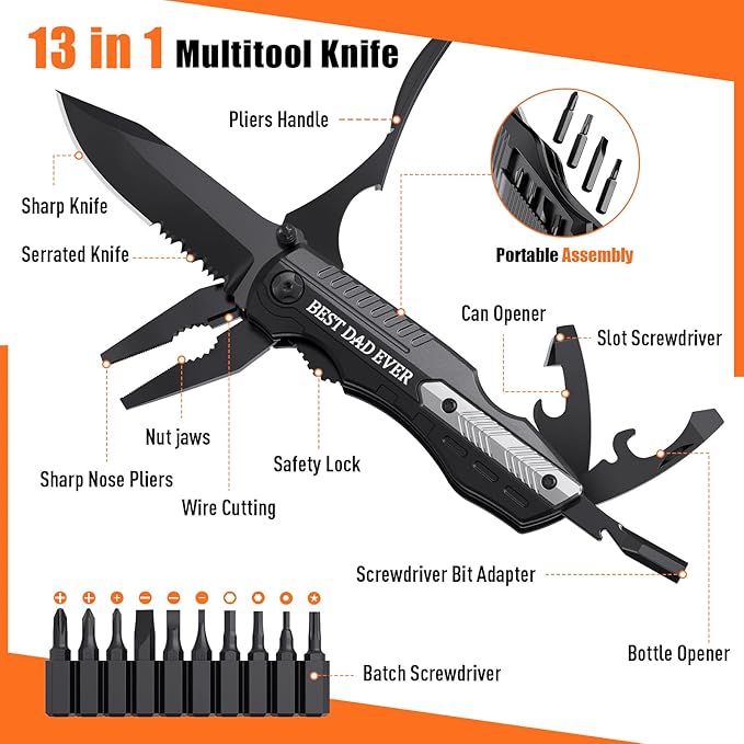 WEARXI Gifts for Dad, Stocking Stuffers Gifts for Men, Multitool Pocket Knife Dad Gifts, Gifts for Men Who Have Everything, Birthday Gifts for Men, Mens Gifts for Christmas (Dad Gifts Special Version)