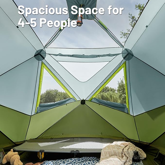 TIMBER RIDGE 4/6/8 Person Instant Pop Up Cabin Tent, Easy 60 Second Setup, Weather Resistant Camping Family Hub Tent with Rain Fly and Carry Bag for Camping Hiking Outdoor Travel