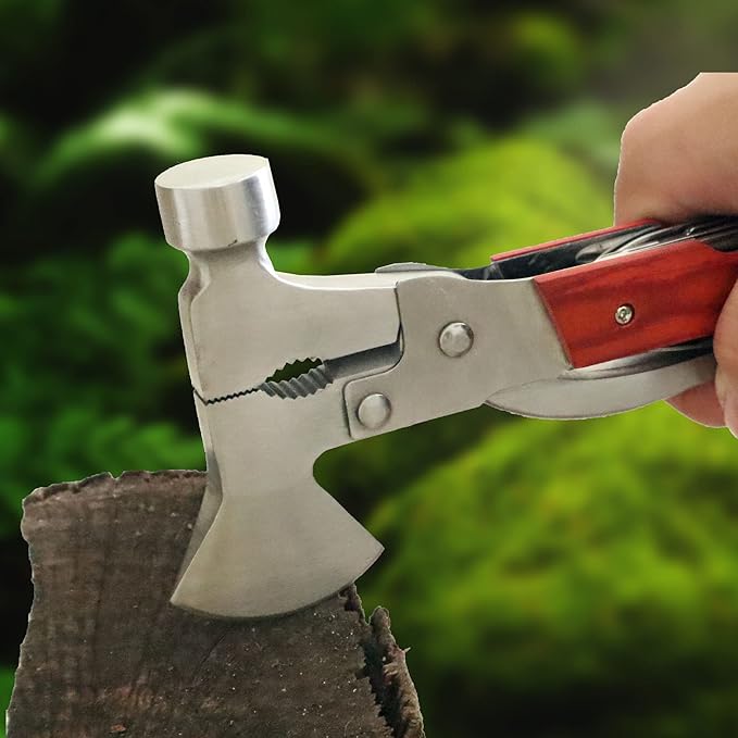 Gifts for Stepdad from Stepdaughter Stepson, Fathers Day Xmas Birthday Gift for Stepfather - 14 in 1 Craftsman DIY Survival Hammer Multitool Gadgets for Outdoor Hunting Hiking Emergency Escape