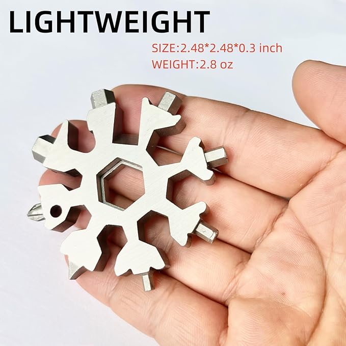 Gifts for Men, FODARSAI 18-in-1 Snowflake Multitool, Stocking Stuffers for Men, Cool Camping Tool Gadgets for Men, Unique Gifts for Dad, Husband, Boyfriend (Silver)