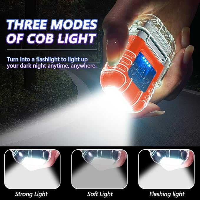 BABOBIU Electric Lighter Plasma Lighter Flameless Windproof Waterproof Arc Lighter with Portable Flashlight Gift for Father's Day, Christmas, Birthday (Orange)