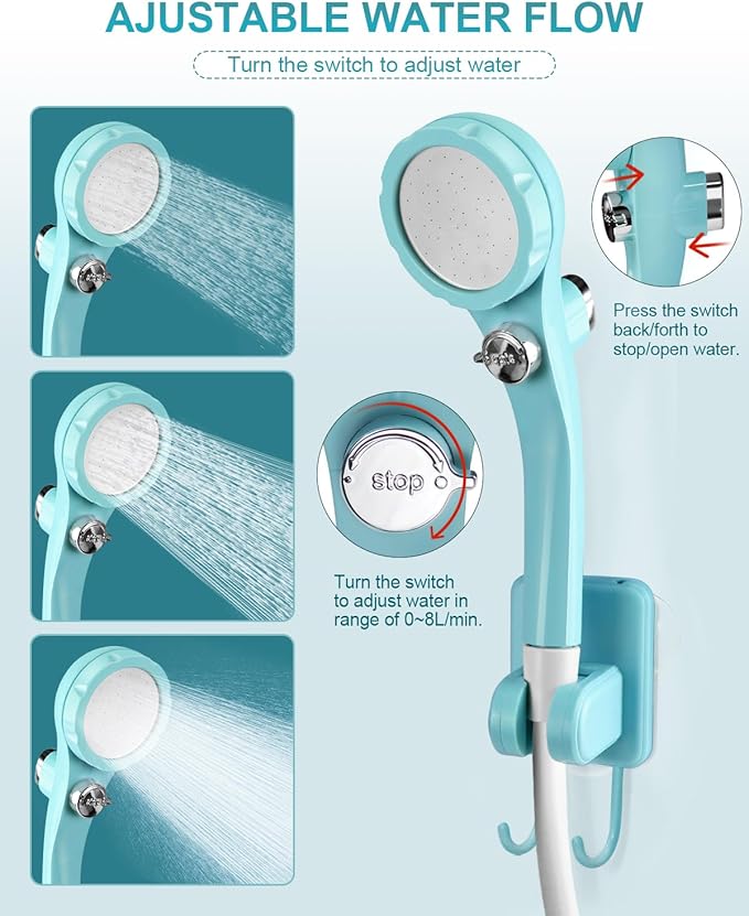 AUTOPkio Portable Camping Shower Pump - Camp Shower with Outdoor Showerhead Sprayer & Rechargeable 4500mAh Battery Pump for Camping, Travel, Hiking, Car Washing, Pet Bath(Green)