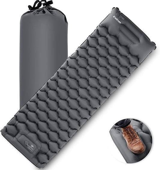 Sleeping Pad for Camping, Inflatable Camping Pad Built-in Foot Pump and Pillow, 75"×26" Single Size, Lightweight & Compact Camping Air Mattresses for Backpacking, Hiking, Traveling, Tent