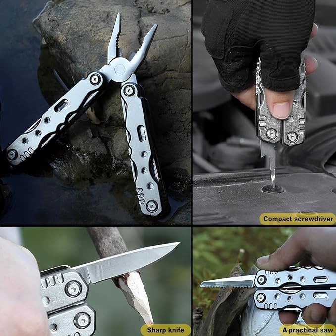 Multitool Pliers, 13-In-1 Small Edc Utility Multi Tool Pocket Knife with Pliers, Screwdriver, Bottle Opener, Pocket Tool for Camping Outdoor Survival Hiking Gifts for Dad Husband Boyfriend