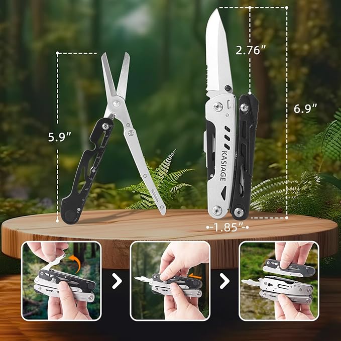 Multitool Pliers 19-in-1 Stainless Steel Multi Tool Pocket Knife with Detachable Scissors Foldable Multitools with Saw Bottle Opener Screwdrivers for Outdoor Survival Camping Hiking Gift for man Dad