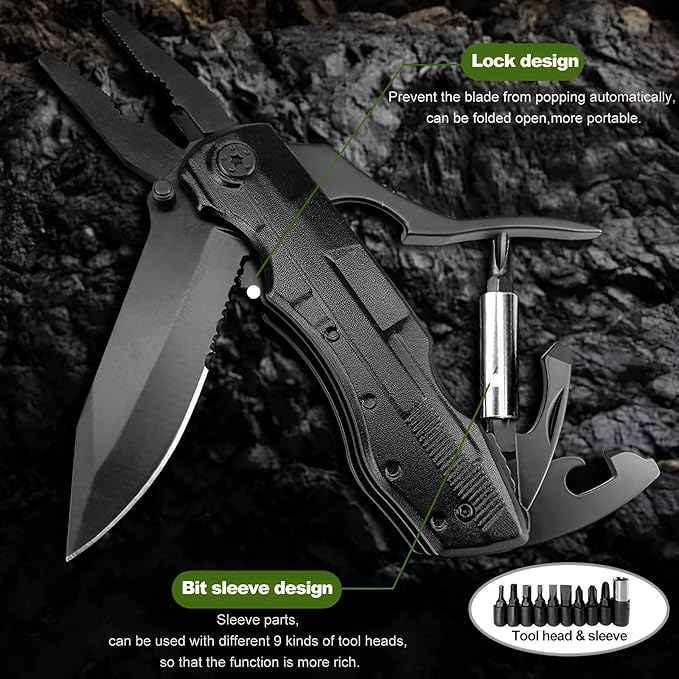Gifts for Dad From Daughter Son, Keyray 9 In 1 Multitool Pocket Knife for Men, Fathers Day, Christmas, Birthday Anniversary Unique Gifts, Multi Tool Knives Suitable for Home Repairs, Outdoor Camping
