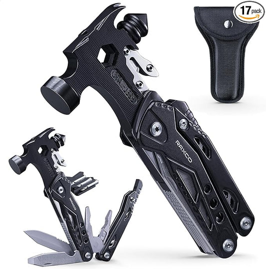 RAXCO Hammer Multitool,17-in-1 Multi-Tools Mini Hammer, Father Day Husband Boyfriend Multitool Gift for Men(6.41×2.83×1inch)