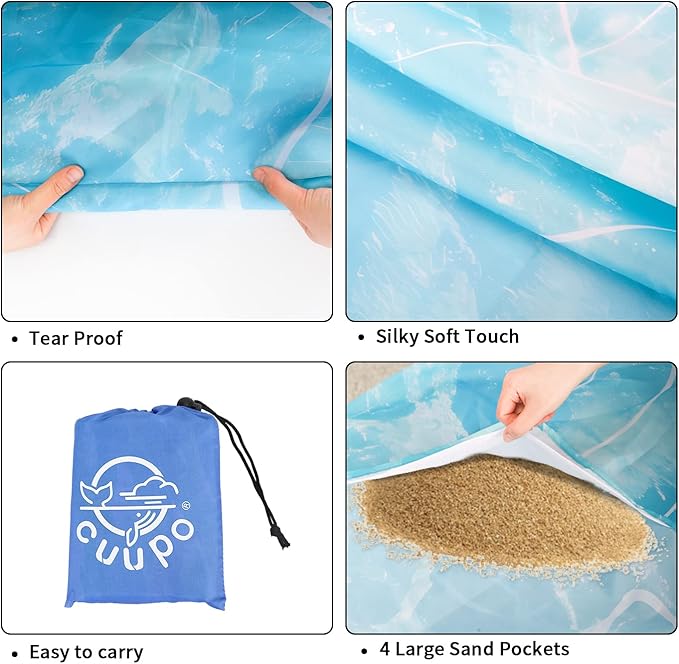 Beach Blanket Sandproof, 3D Printing 79" X 79" for 4-6 Adults Oversized Lightweight Picnic Blanket Portable Compact Quick Drying Picnic Mat for Outdoor Camping Hiking Travel