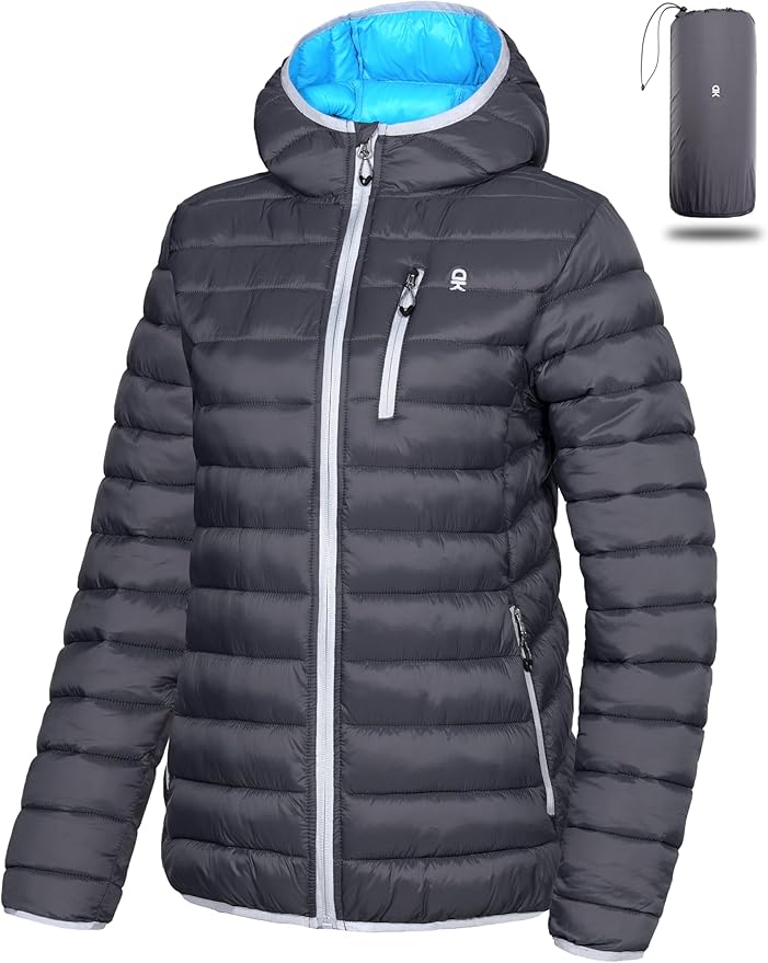 Little Donkey Andy Women's Packable Lightweight Puffer Jacket Hooded Windproof Winter Coat with Recycled Insulation