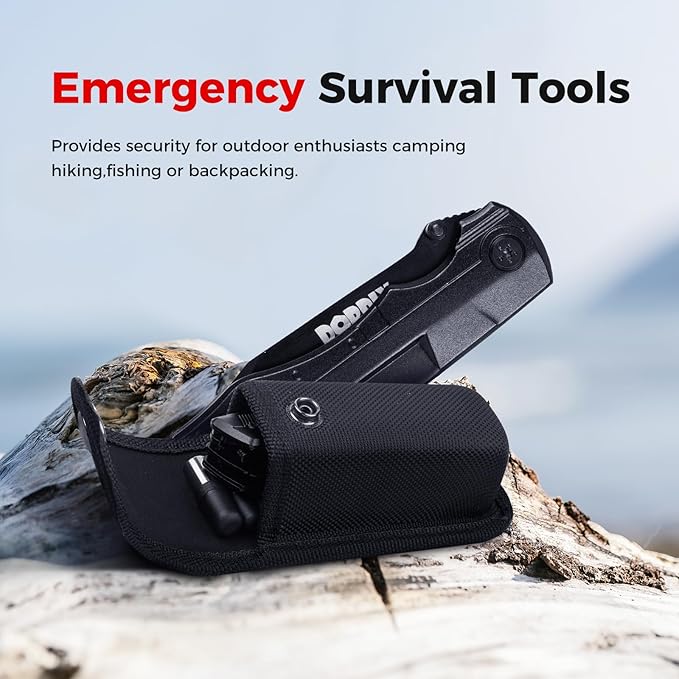 Small Pocket Knife with Pliers and Multitool - Stainless Steel Pocket Knife Set for Men - Perfect Camping and Survival Tool, Black