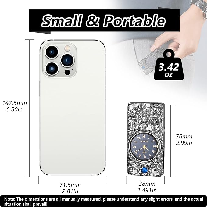 Gifts for Him Electric Lighters Rechargeable USB Lighter Windproof Flameless Plasma Lighters Unique Lighter with Battery Indicator Butane Free Electric Candle Lighter, Gifts for Men(Silver)