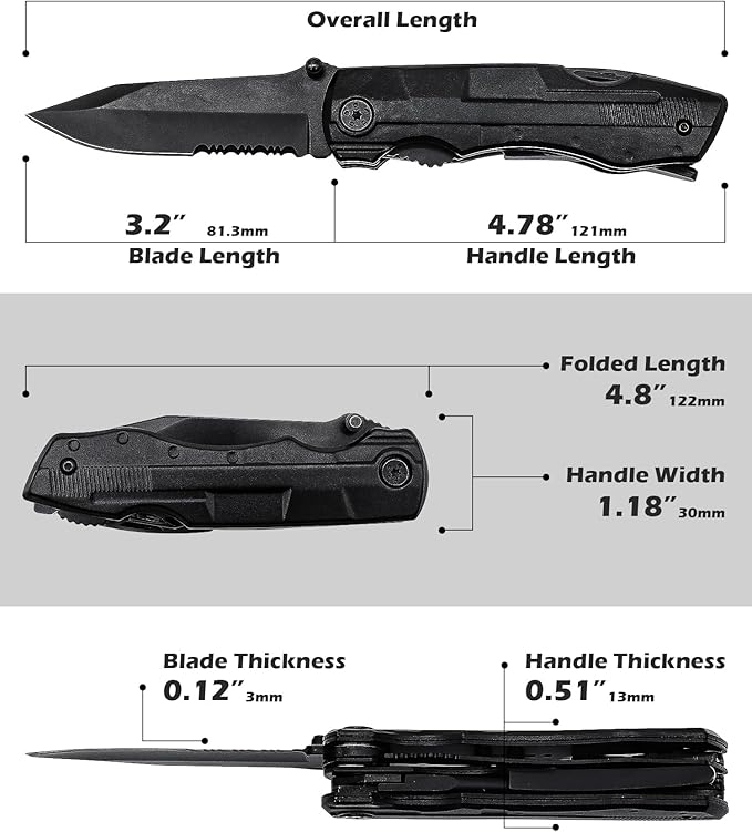 Rush Deer Pocket Knife - Folding EDC Multitool for Men, Small and Versatile Camping, Fishing, and Hiking Accessories Set