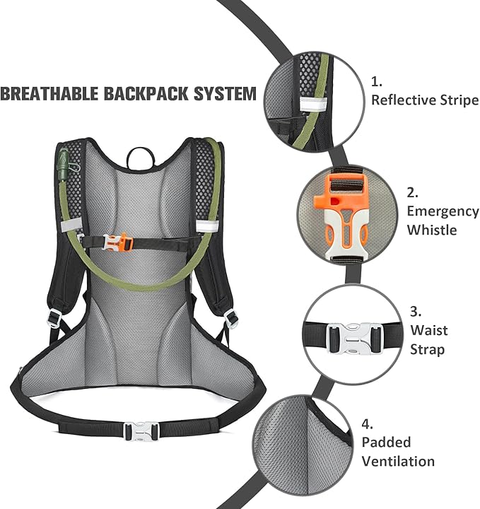 Hiking Backpack Men Women,Hydration Backpack Pack with 2L Water Bladder,Lightweight Water Backpack for Hiking,Running,Cycling,Camping