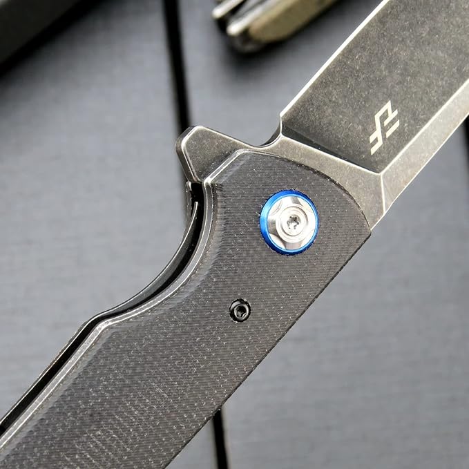 Eafengrow EF973 Folding Knife, D2 Steel Blade Micarta Handle Scale Pocket Knife Folder for Working Camping Hiking EDC Tool Knife(black)
